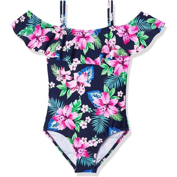 Girls' Peggy UPF 50+ Beach Sport Off Shoulder One Piece Swimsuit